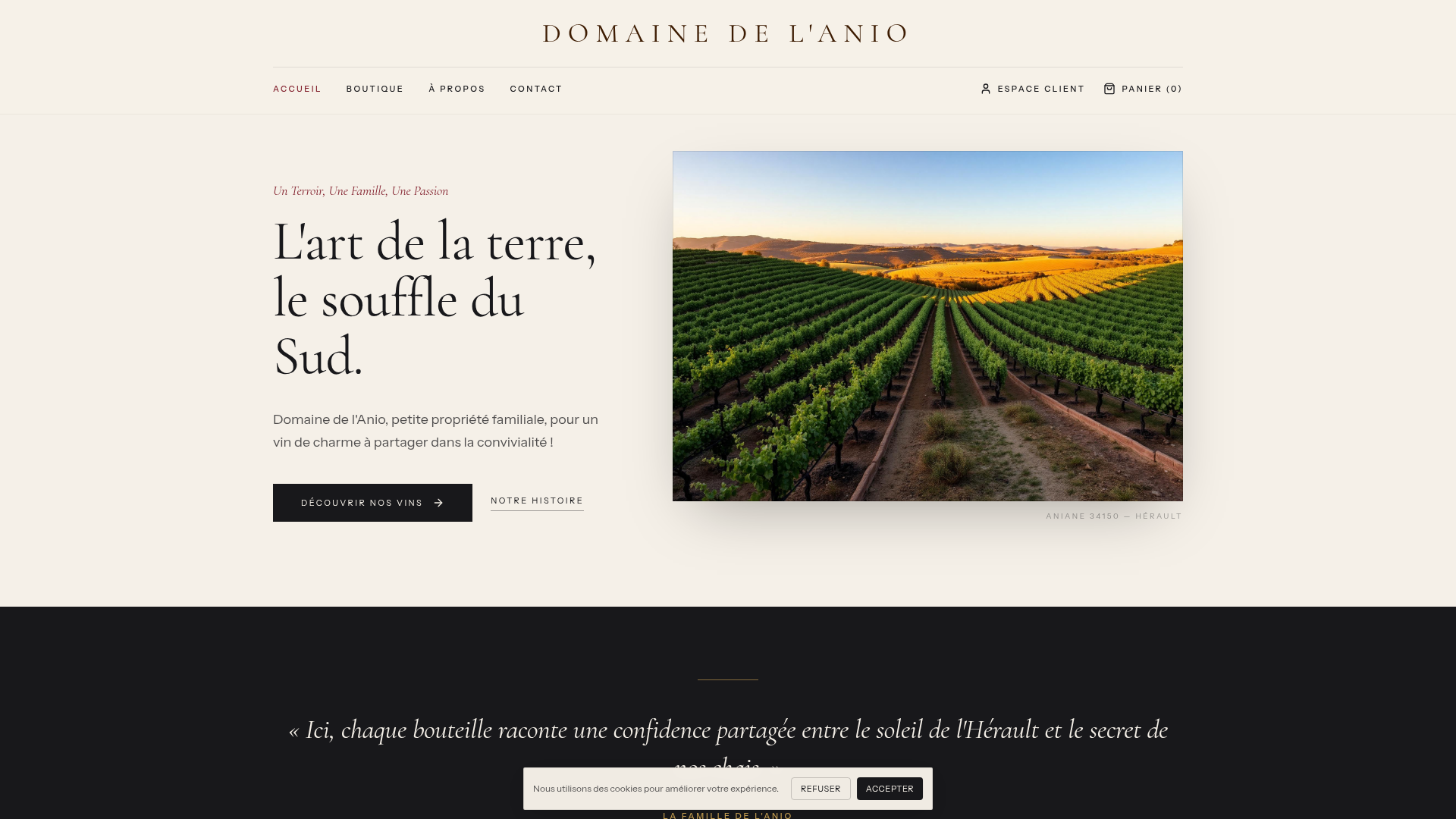 Capture du site Domaine de l'Anio