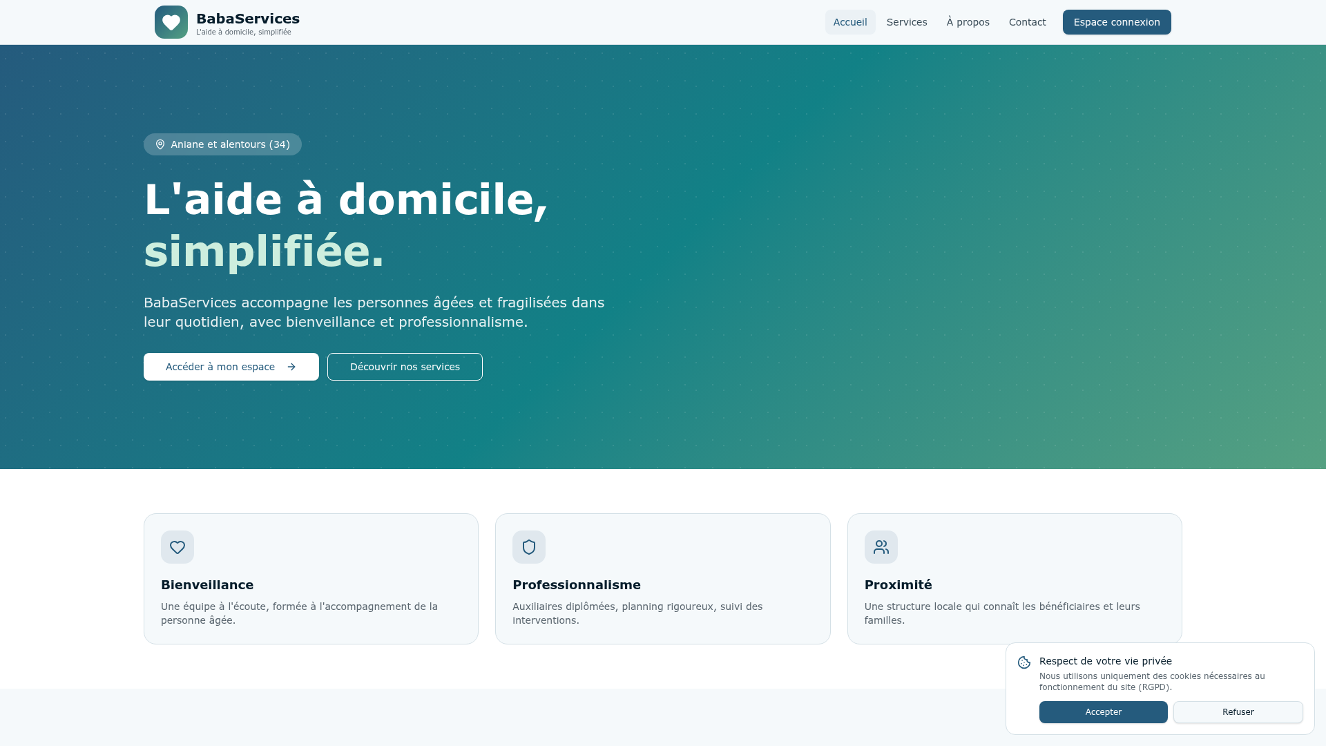 Capture du site BabaServices