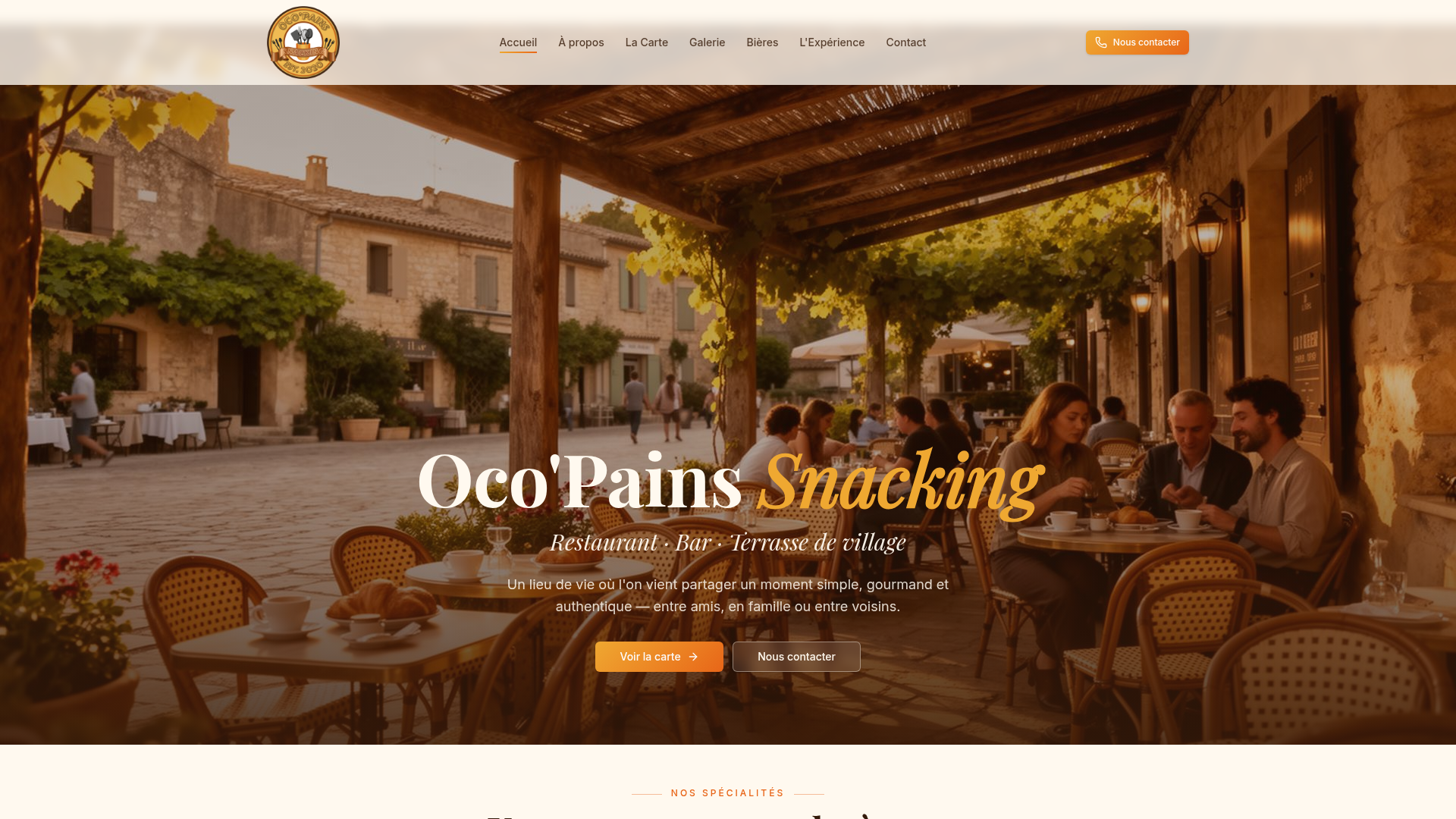 Capture du site Oco'Pains Snacking